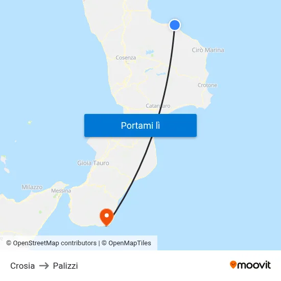 Crosia to Palizzi map