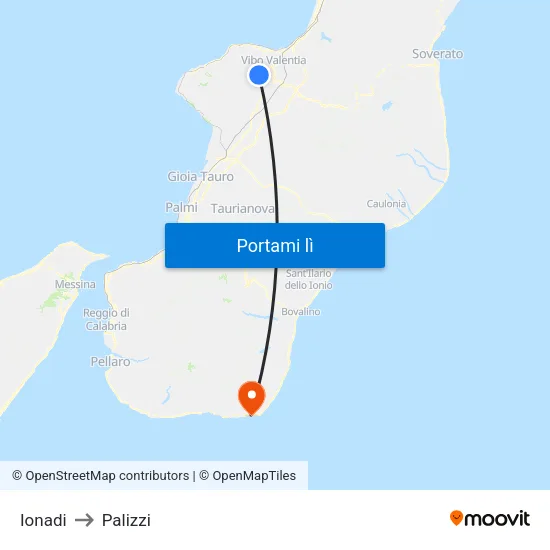 Ionadi to Palizzi map