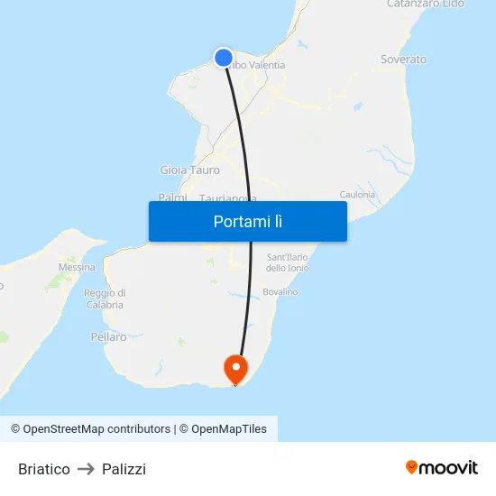 Briatico to Palizzi map