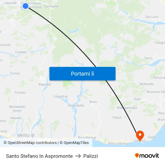 Santo Stefano In Aspromonte to Palizzi map