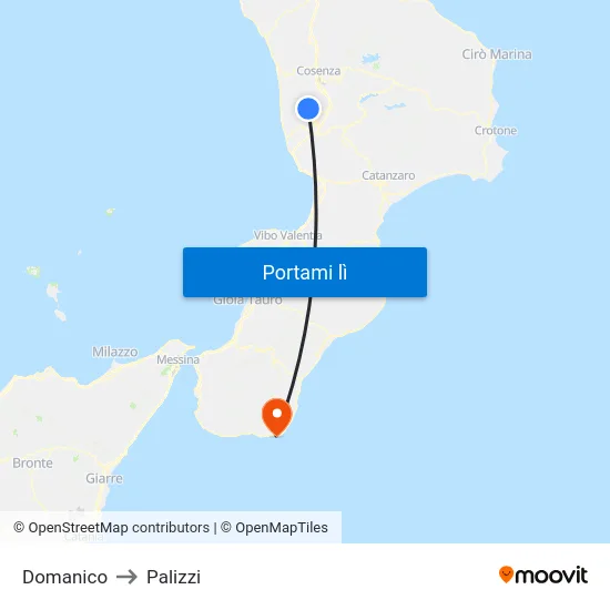 Domanico to Palizzi map