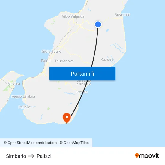 Simbario to Palizzi map