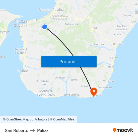 San Roberto to Palizzi map