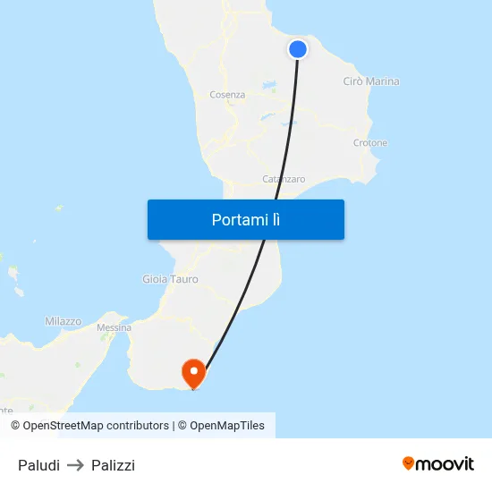 Paludi to Palizzi map