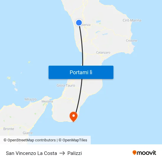 San Vincenzo La Costa to Palizzi map