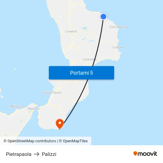 Pietrapaola to Palizzi map