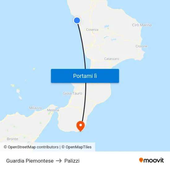 Guardia Piemontese to Palizzi map