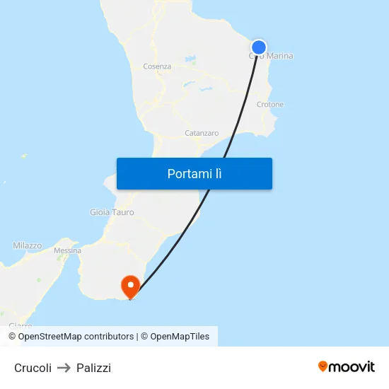 Crucoli to Palizzi map