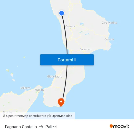 Fagnano Castello to Palizzi map
