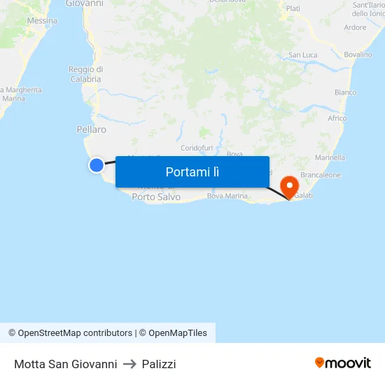 Motta San Giovanni to Palizzi map