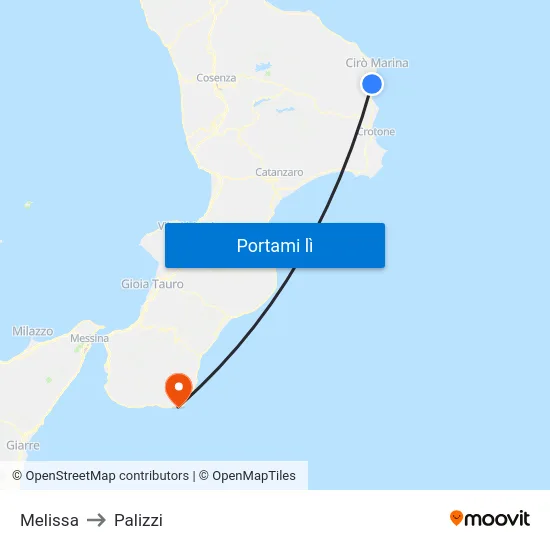 Melissa to Palizzi map