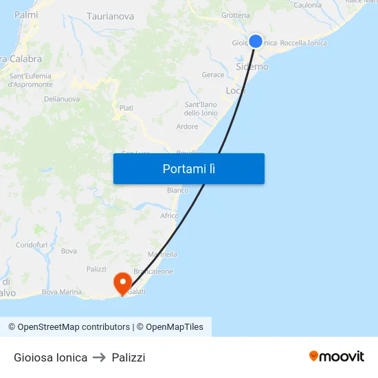 Gioiosa Ionica to Palizzi map