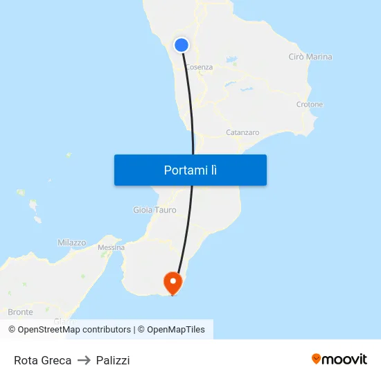 Rota Greca to Palizzi map