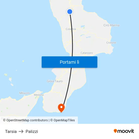 Tarsia to Palizzi map