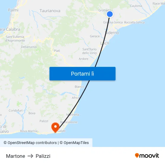 Martone to Palizzi map