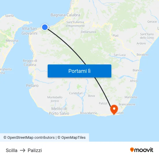 Scilla to Palizzi map