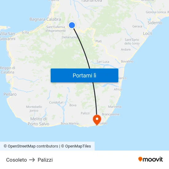 Cosoleto to Palizzi map