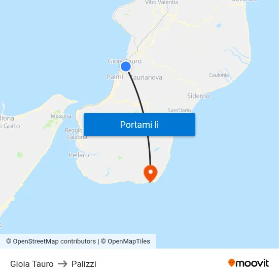 Gioia Tauro to Palizzi map