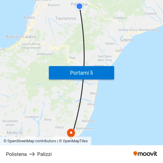 Polistena to Palizzi map