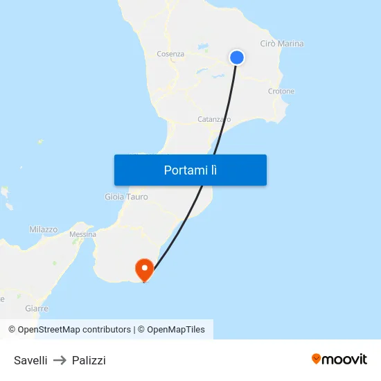 Savelli to Palizzi map