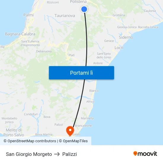 San Giorgio Morgeto to Palizzi map
