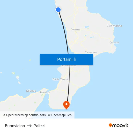 Buonvicino to Palizzi map
