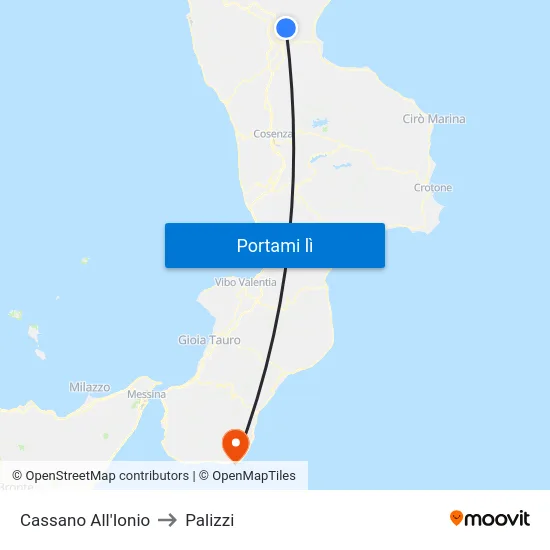 Cassano All'Ionio to Palizzi map