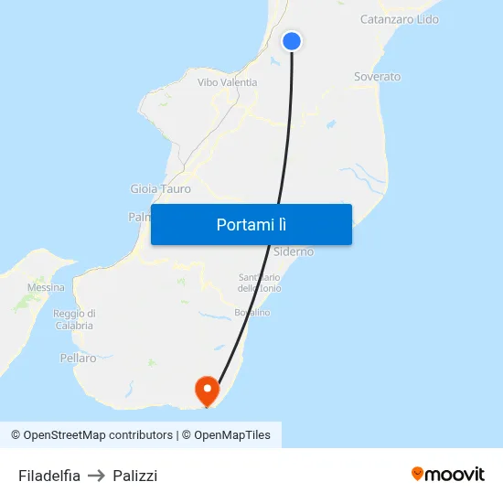 Filadelfia to Palizzi map