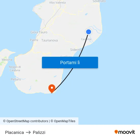 Placanica to Palizzi map