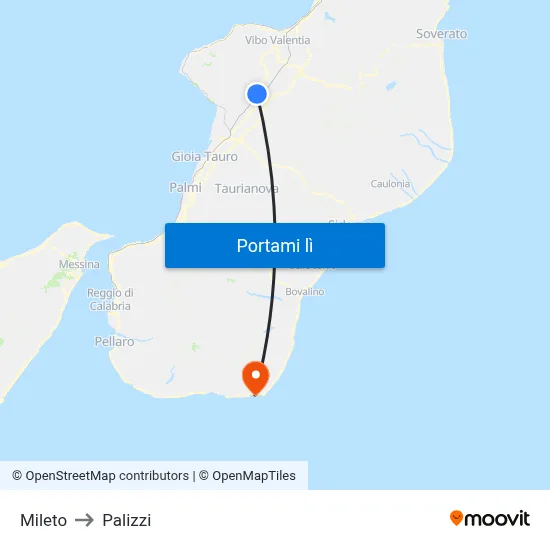 Mileto to Palizzi map