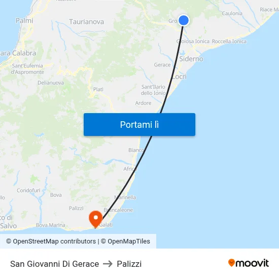 San Giovanni Di Gerace to Palizzi map