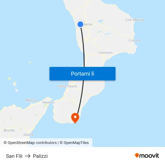 San Fili to Palizzi map