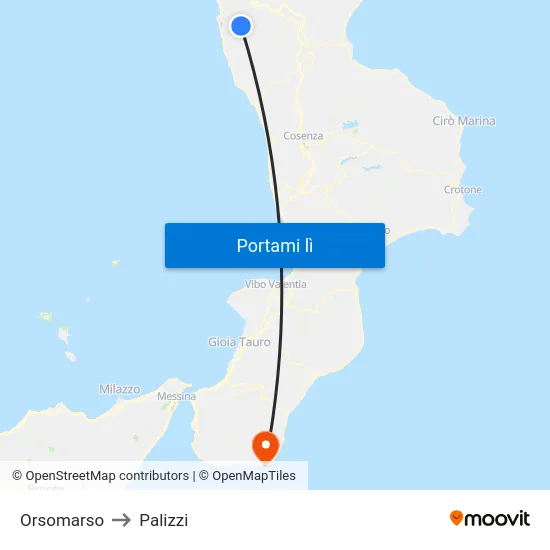 Orsomarso to Palizzi map