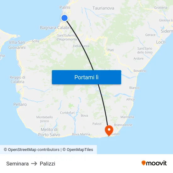 Seminara to Palizzi map