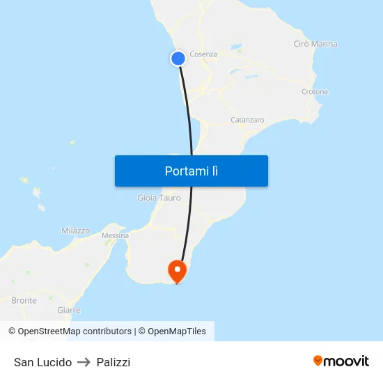 San Lucido to Palizzi map