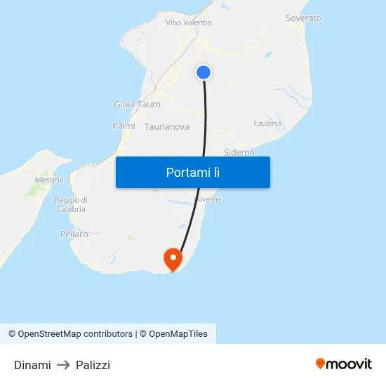 Dinami to Palizzi map