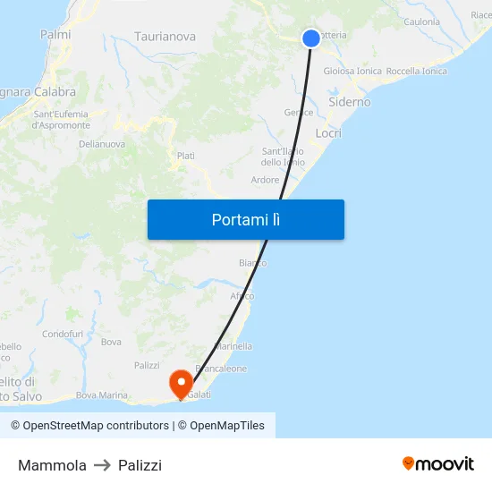 Mammola to Palizzi map