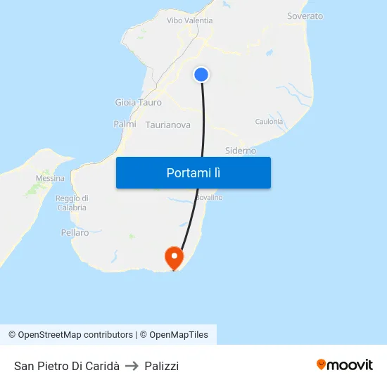 San Pietro Di Caridà to Palizzi map