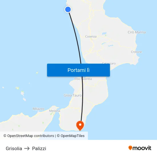 Grisolia to Palizzi map
