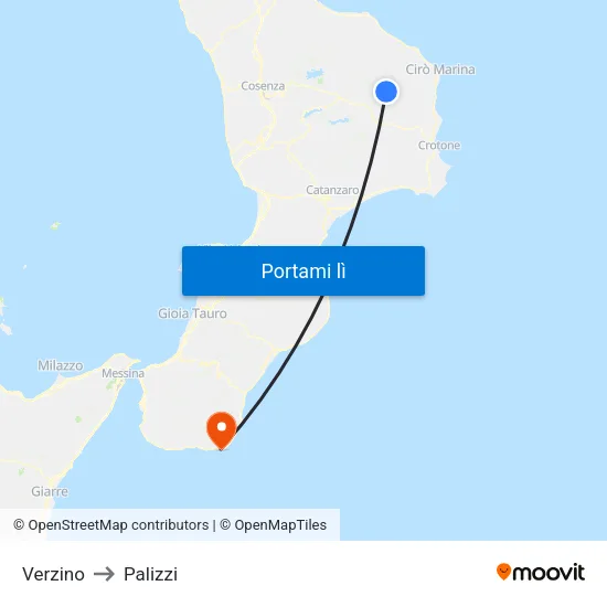 Verzino to Palizzi map