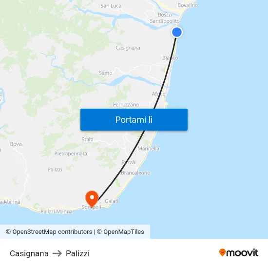 Casignana to Palizzi map