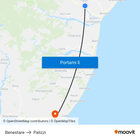 Benestare to Palizzi map