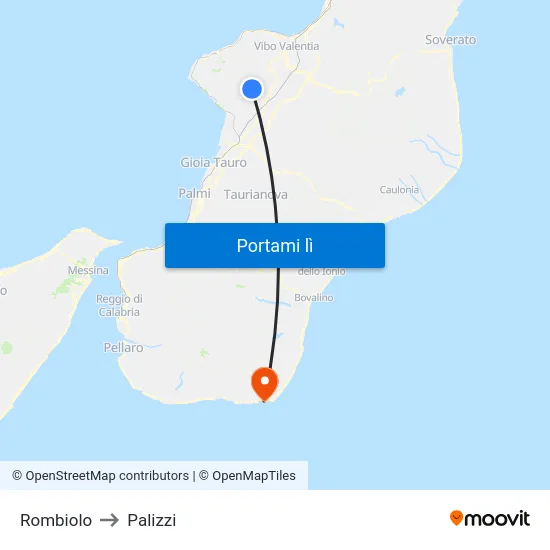 Rombiolo to Palizzi map