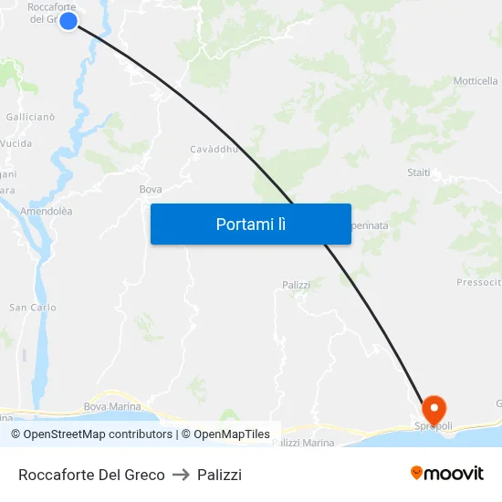 Roccaforte Del Greco to Palizzi map