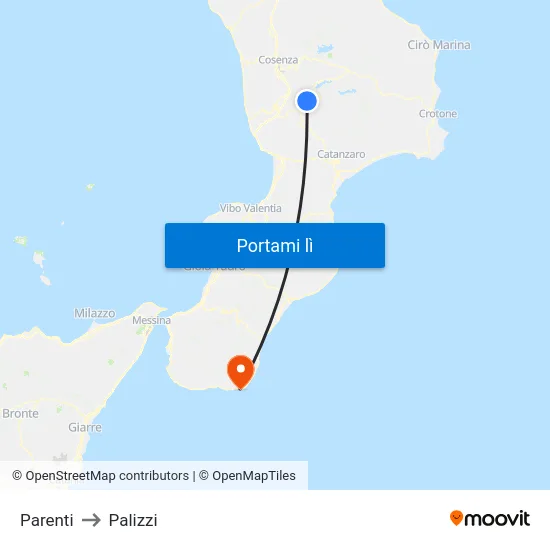 Parenti to Palizzi map