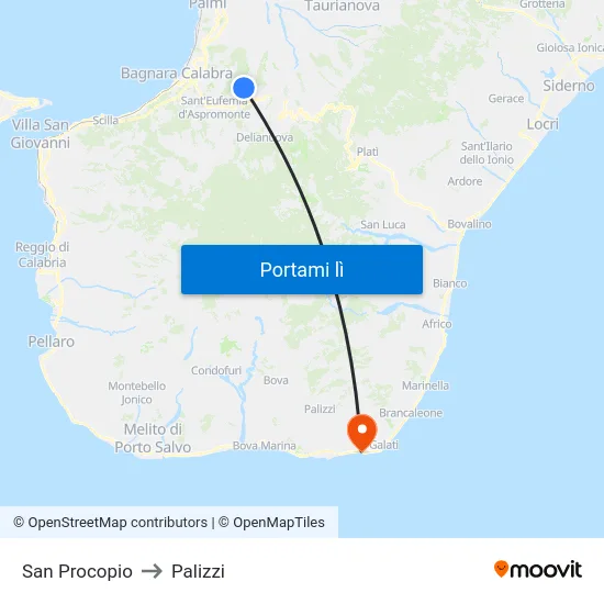 San Procopio to Palizzi map