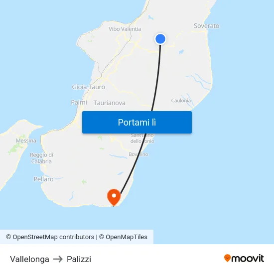 Vallelonga to Palizzi map