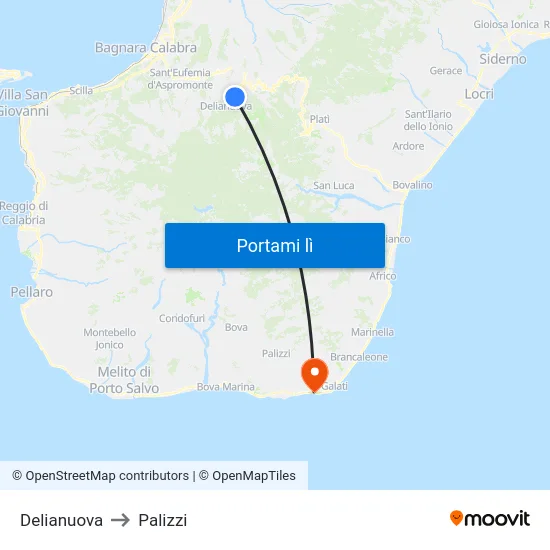 Delianuova to Palizzi map