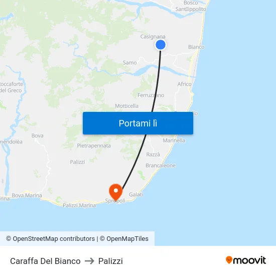 Caraffa Del Bianco to Palizzi map