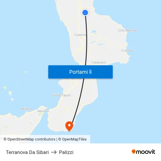 Terranova Da Sibari to Palizzi map